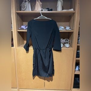 Women’s little black dress, sleeves, sexy backless, mid length - small